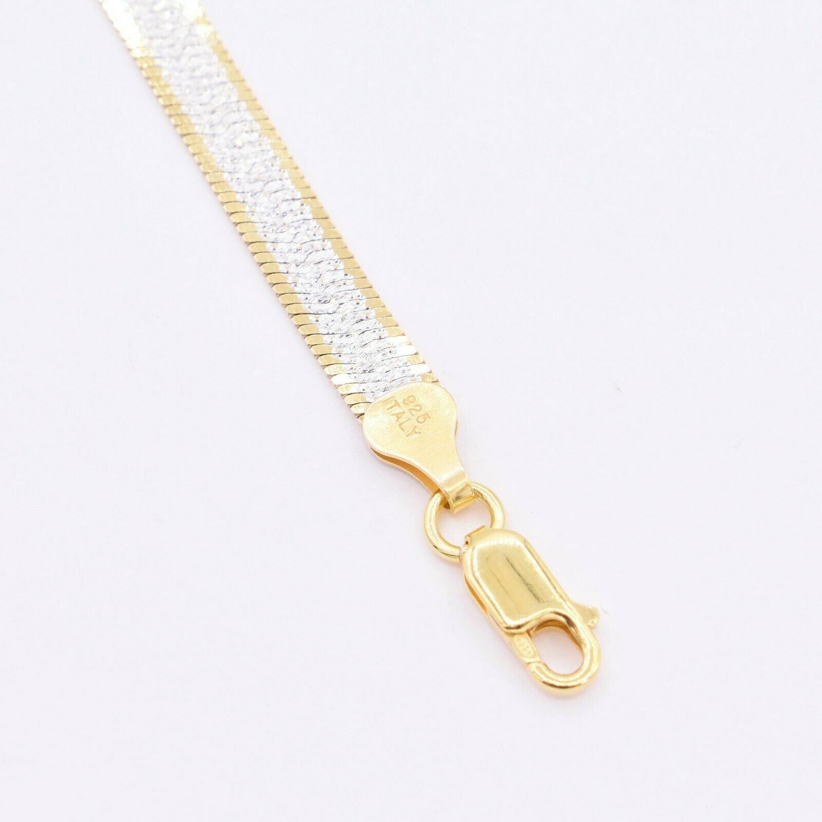 5.5mm Reversible Herringbone Necklace Real Solid Sterling Silver 925 Italy