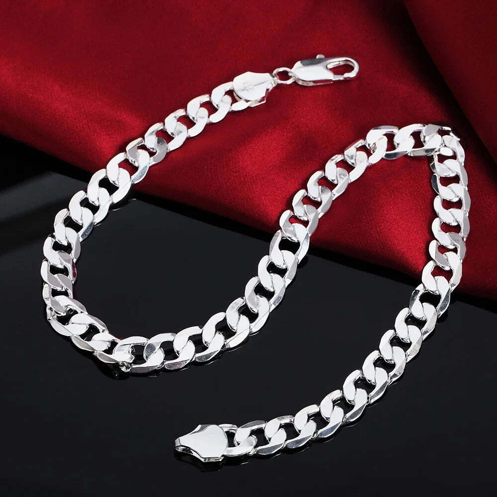 925 Sterling Silver Necklace for Men Classic 12MM Chain