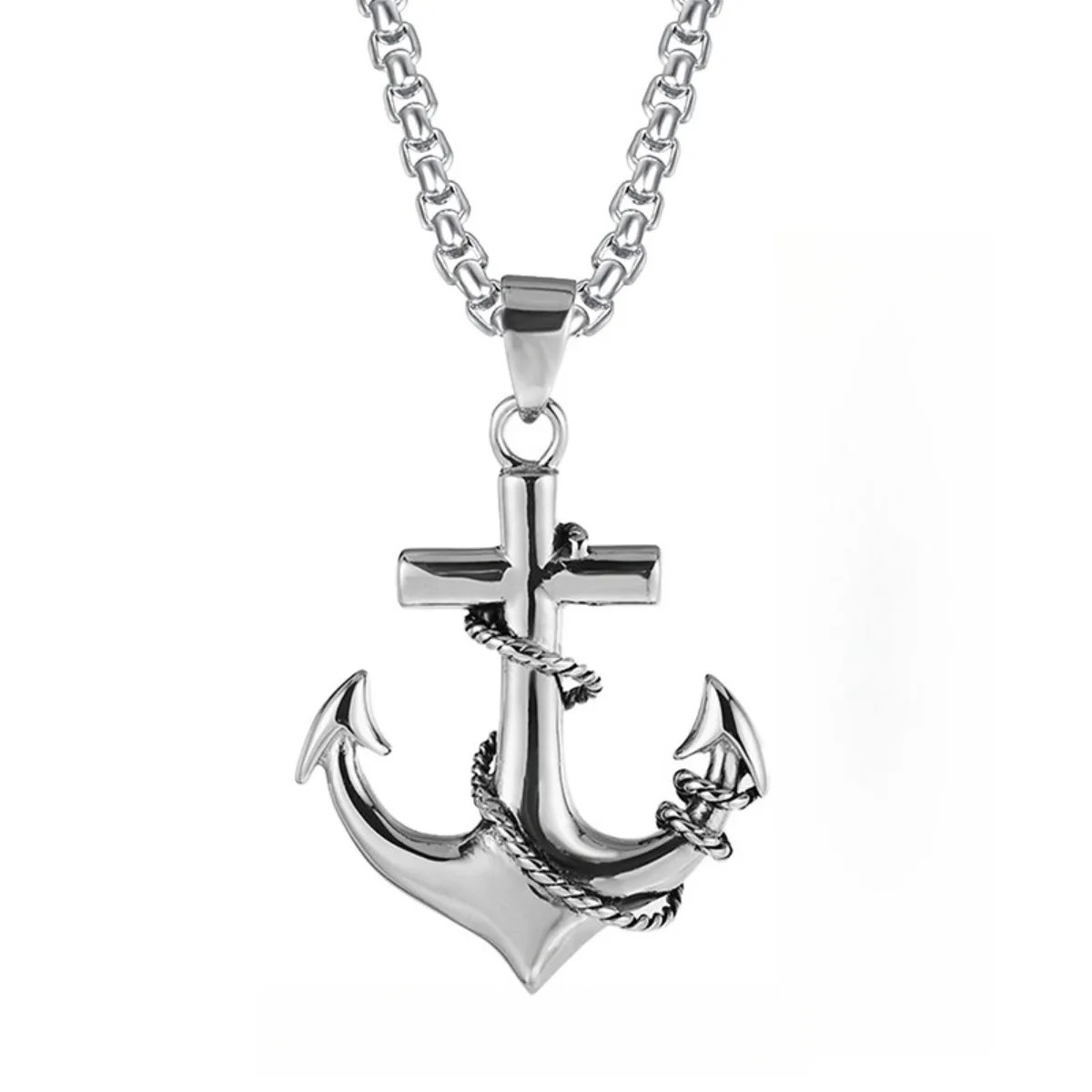 Men’s Punk Pendant Stainless Steel Necklace Minimalism Hip Hop Style Jewelry Cha