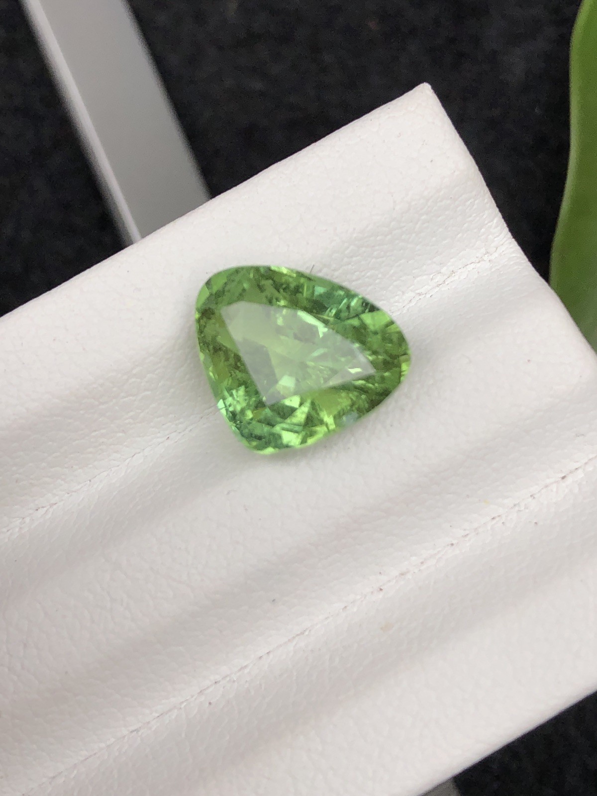 5.60 Cts Natural Green Tourmaline with Trillion Cut | Slightly Included