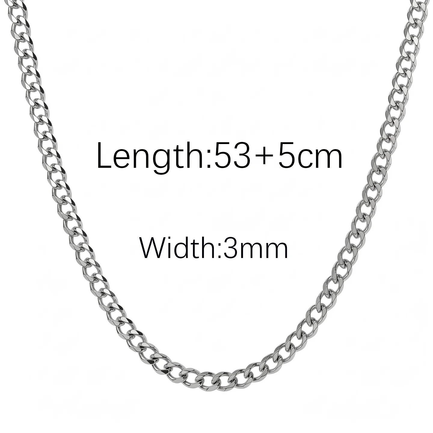 European and American Hip-Hop 6-sided Polished Cuban Chain, Colorfast Titanium S