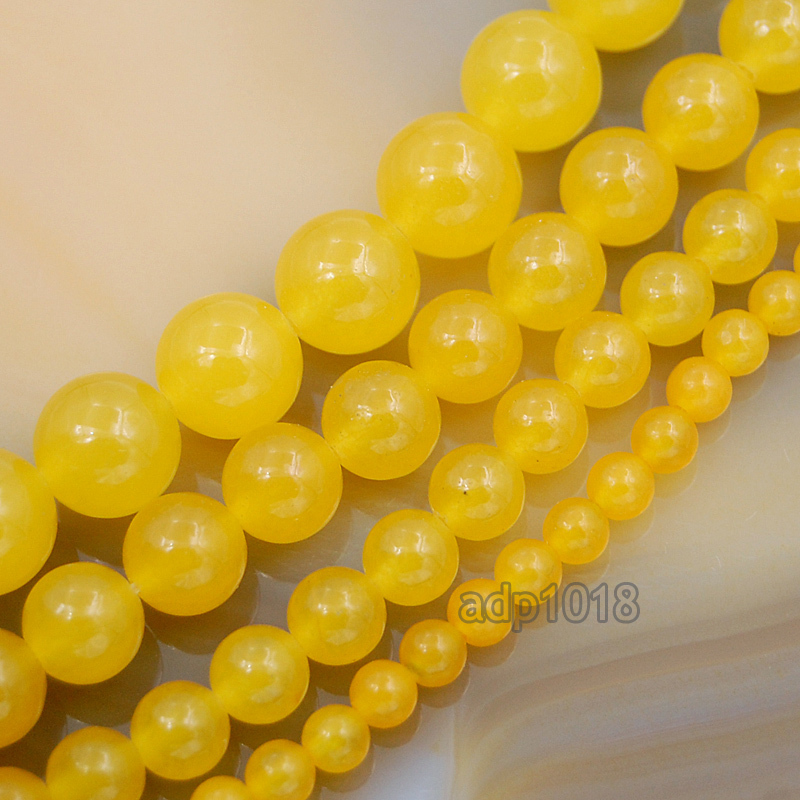 Yellow Jade Gemstone Round Ball Spacer Loose Beads 15″ 4mm 6mm 8mm 10mm 12mm