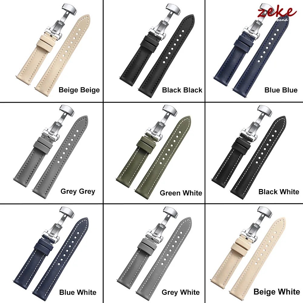 Waterproof Sailcloth Watch Band Nylon Strap Quick Release 18-22mm Durable