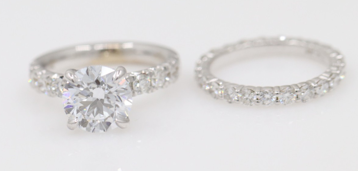 3.02ct VVS1 Lab Grown Diamond Wedding Set 18k White Gold Rings Size 6