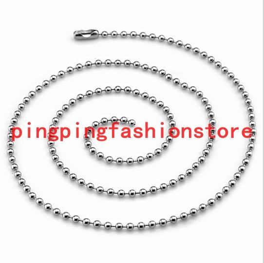 1.5-12mm Fashion Women Men Silver Ball Bead Chain Stainless Steel Necklace16-40″