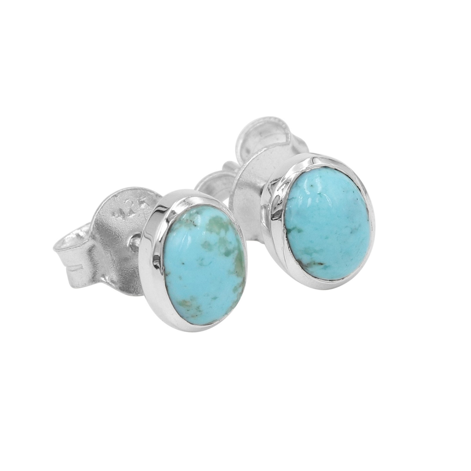 Arizona Turquoise Earrings 925 Silver & 18K Gold Plated Studs for Her