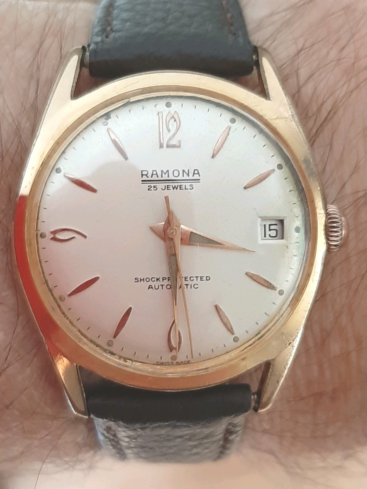 Vintage Swiss Made Ramona 25J Automatic Gents Watch -Running Well/VGC For Age