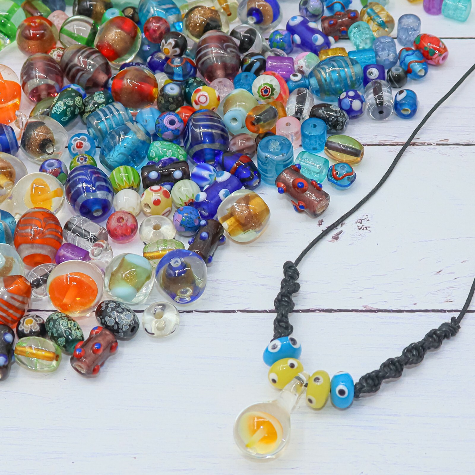 FunWeevz Assorted Glass Beads for Jewelry Making Adults, Large and Small Mix