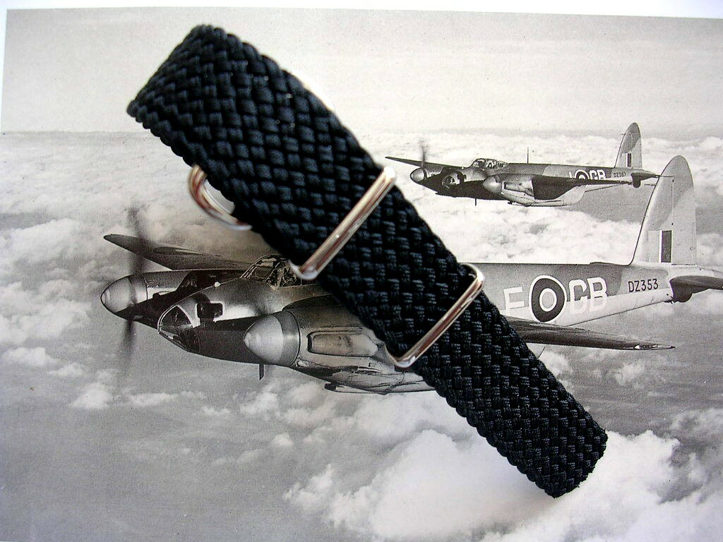 18mm Braided Woven NATO G10 ® Nylon Perlon watch band Military strap IW SUISSE