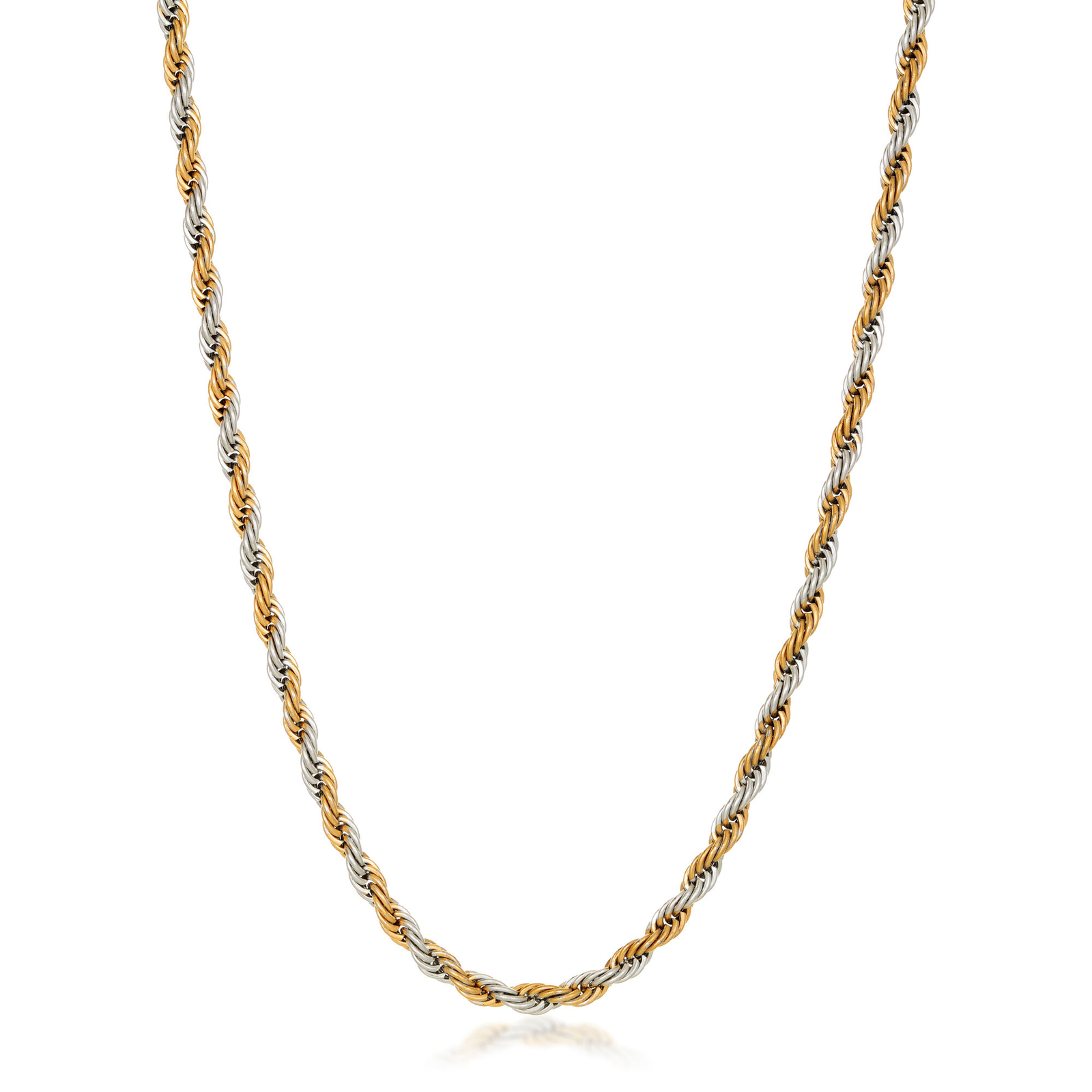 Gold Ion Plated Stainless Steel 3MM Rope Chain Necklace Jewelry – 22 Inch