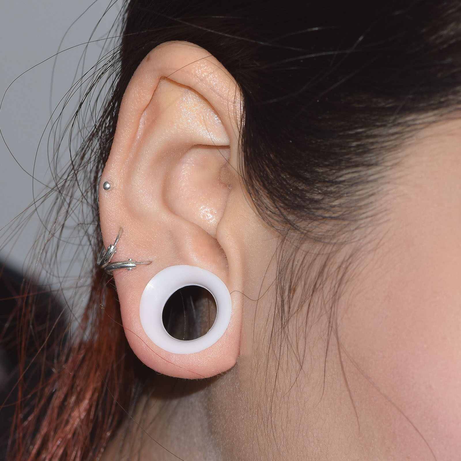 Pair Flexible Silicone Flesh Ear Tunnels Double Flat Flared Plugs Earlets Gauges