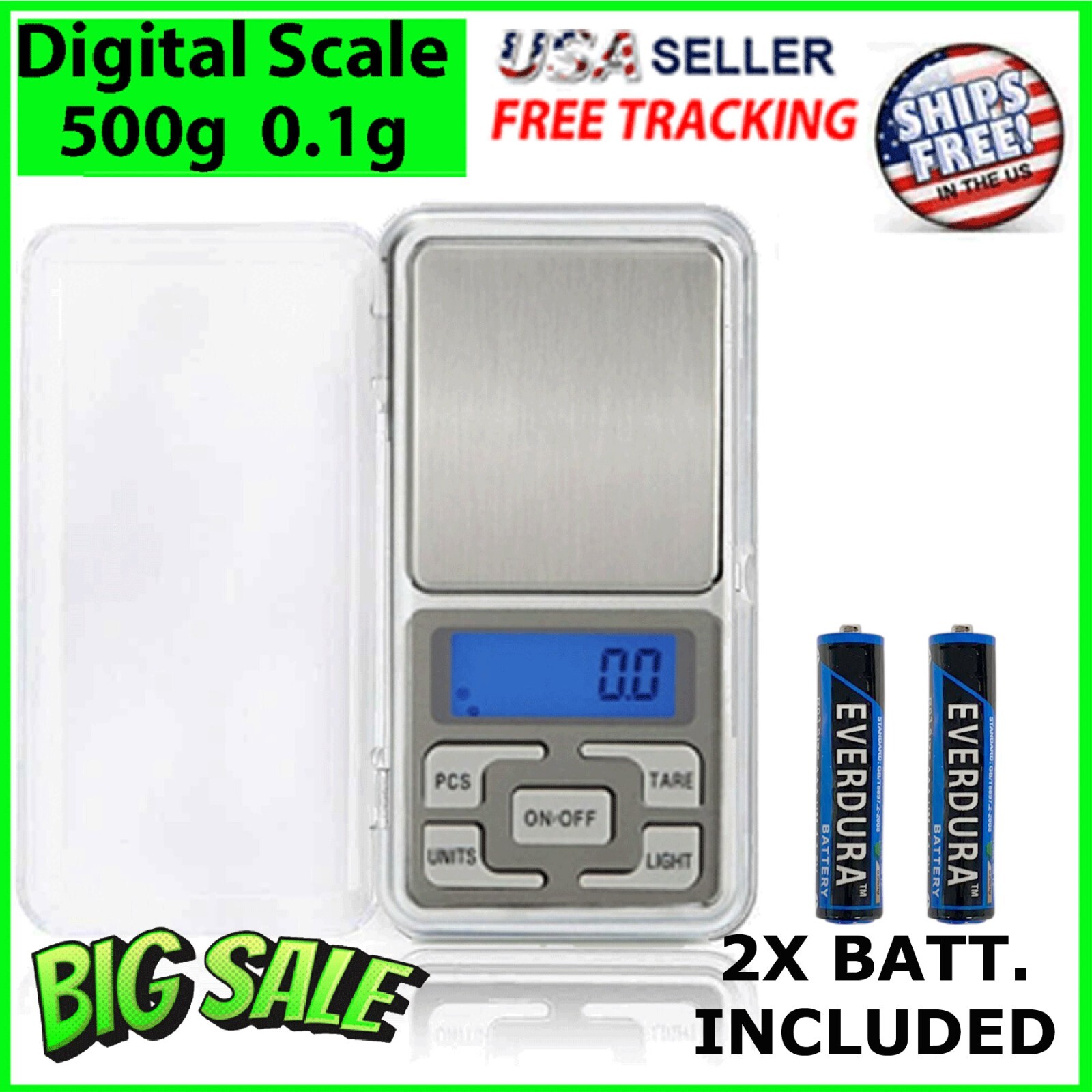 Digital 500g x 0.1g Scale Jewelry Portable Pocket Balance Gram OZ. LCD Herb Gold