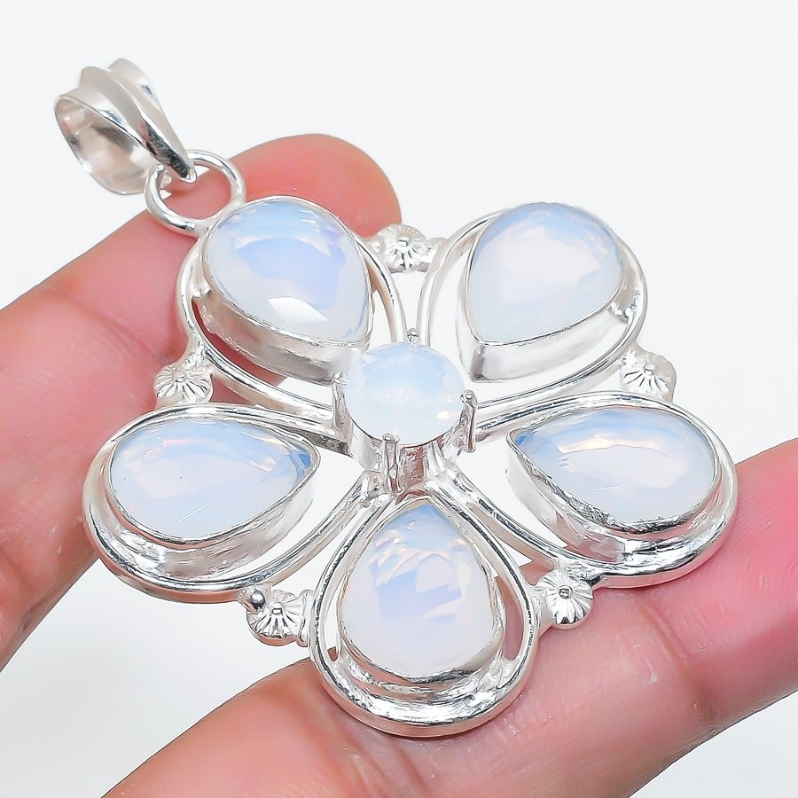 Milky Fire Opal Gemstone Handmade 925 Sterling Silver Jewelry Pendant Size 2.20″