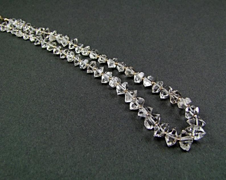 Double Terminated Crystal Herkimer Diamond Necklace 925 Sterling Silver Jewelry