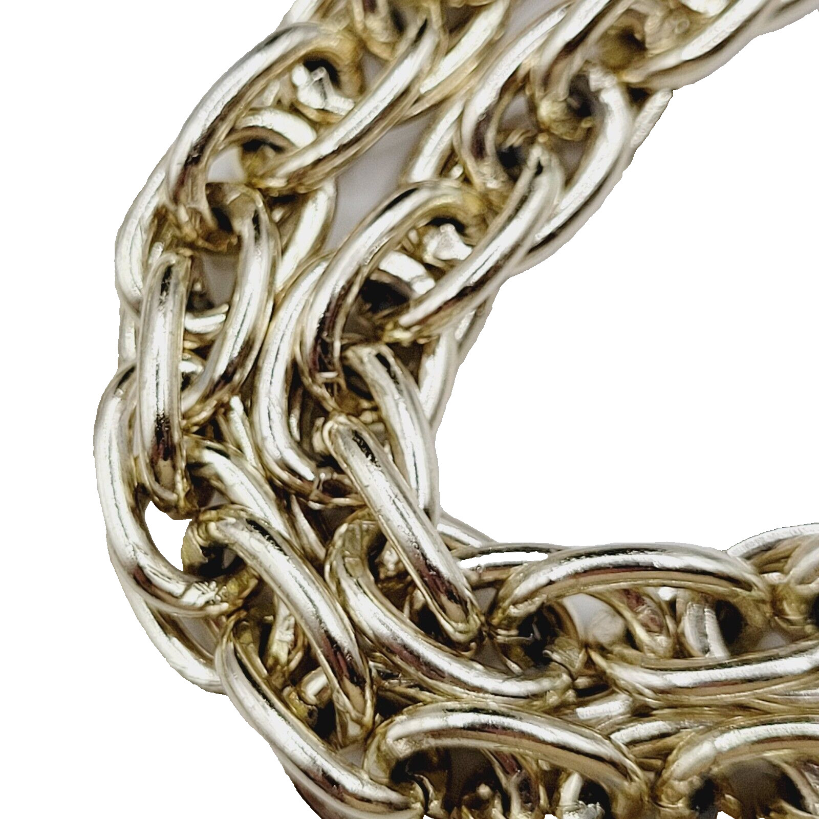 Multi Link Twist Rope Style Chain Very Light Gold Tone Vintage Necklace 30 Inch