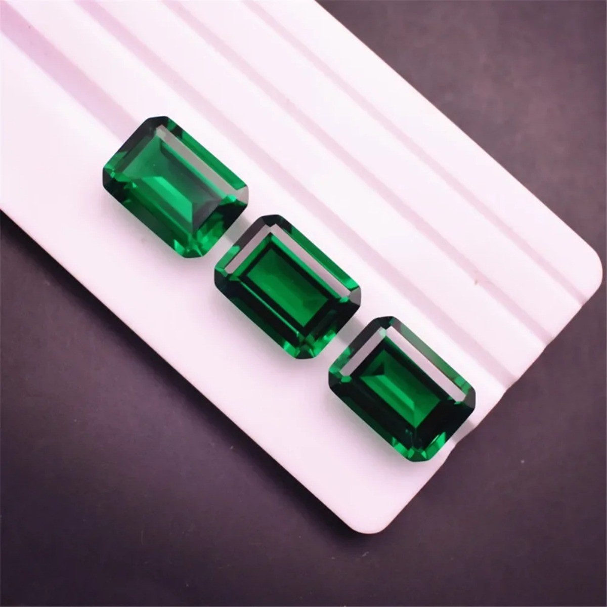 Emerald Rectangle Faceted Gemstone Emerald Cut Vivid Green Emerald Gem