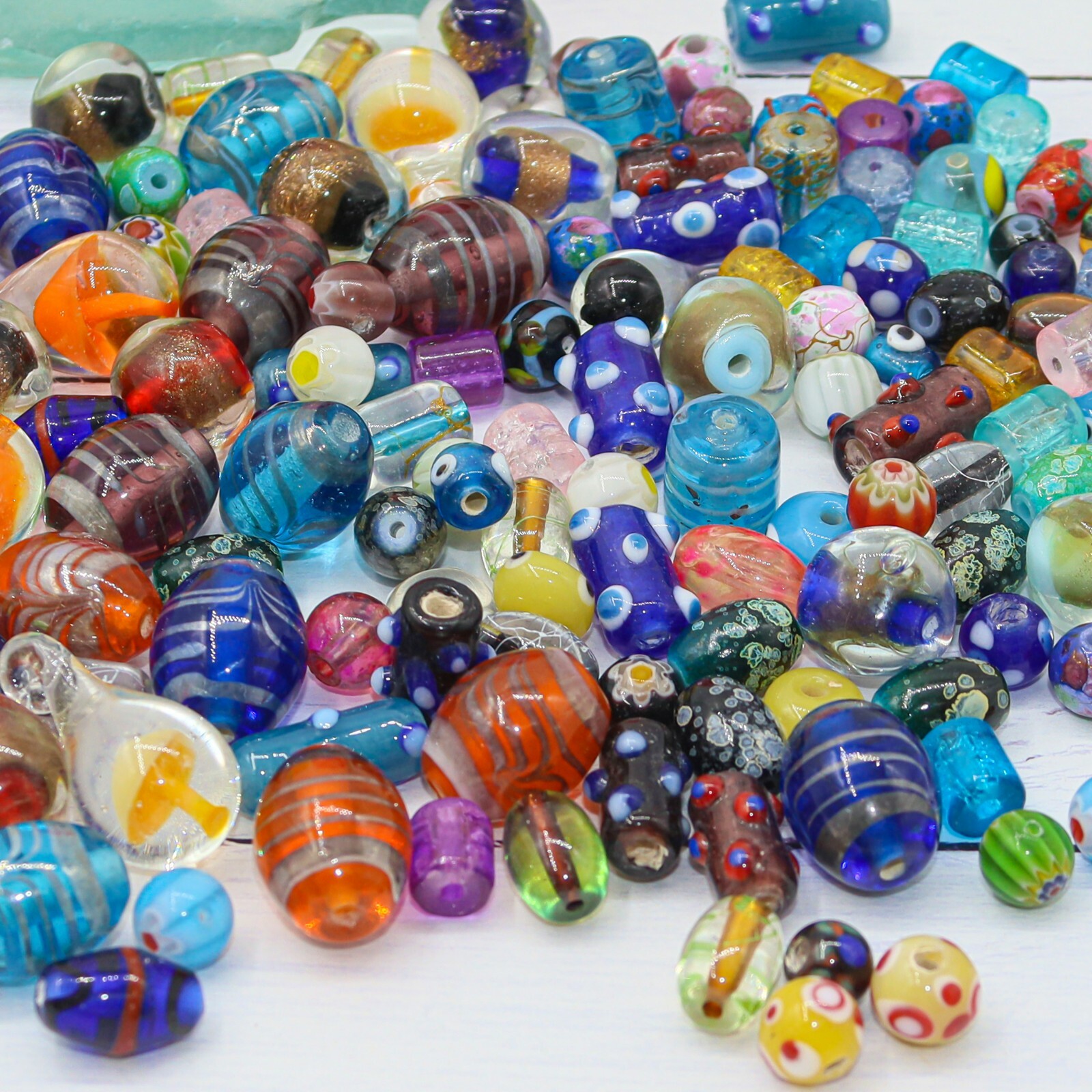 FunWeevz Assorted Glass Beads for Jewelry Making Adults, Large and Small Mix