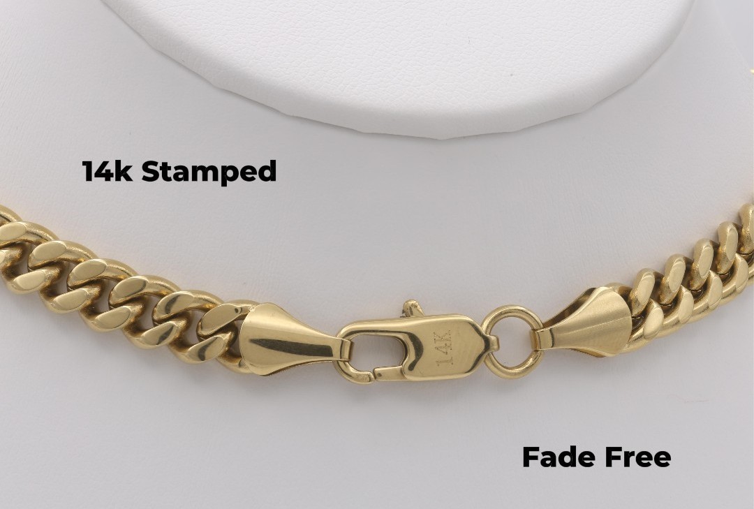 Gold Large Jesus Necklace, 7mm Curb Link, 14k Gold Plated, Waterproof, No Fade