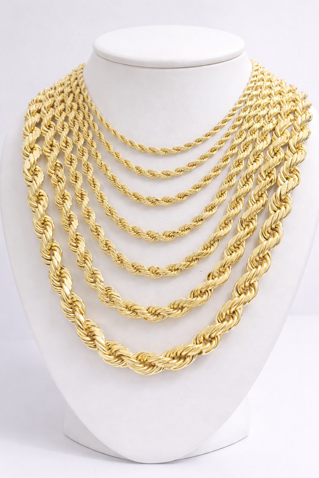 10k Real Gold Rope Chain 2mm 2.5mm 3mm 4mm 5mm 6mm 7mm 8mm 18-30 Inch Men Women