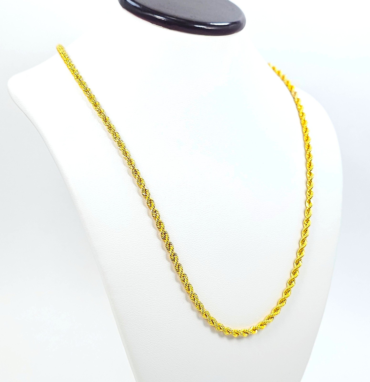 22K Gold Rope Chain Necklace 20 in 2.7 mm Hollow Genuine Hallmarked 916