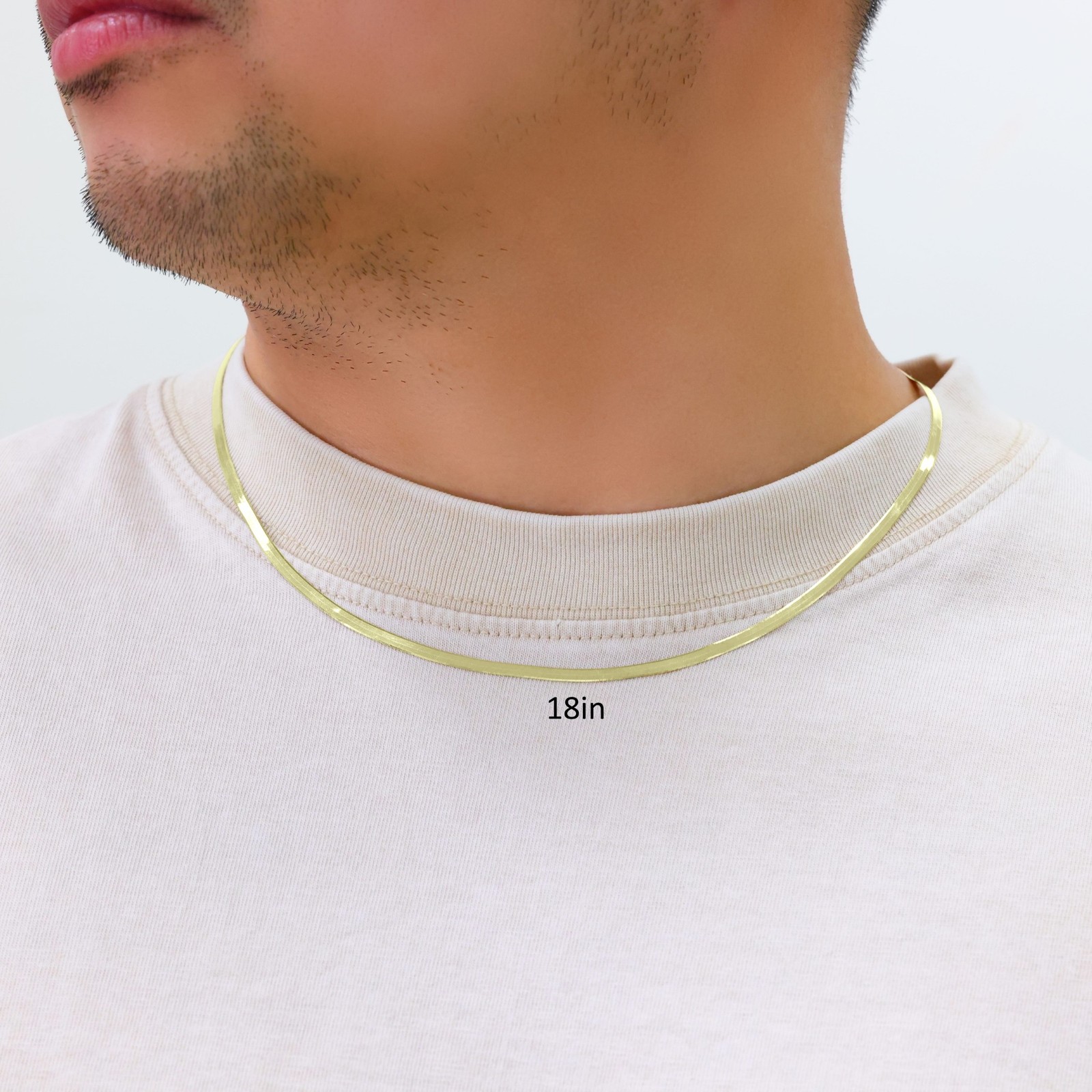 10K Yellow Gold Solid 3mm-9mm Flat Herringbone Chain Necklace Women Men 16″- 24″