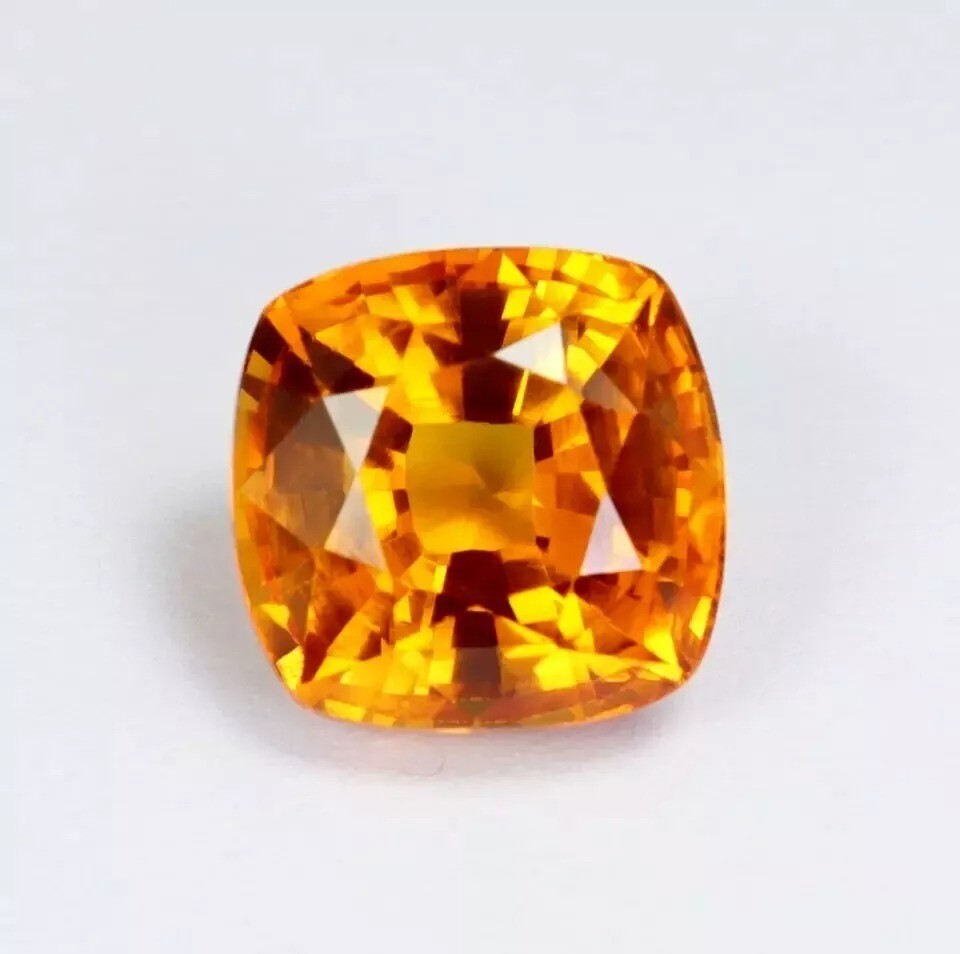 Certified AAA 6.45 Ct Natural Ceylon Orange Sapphire Cushion Cut Loose Gemstone