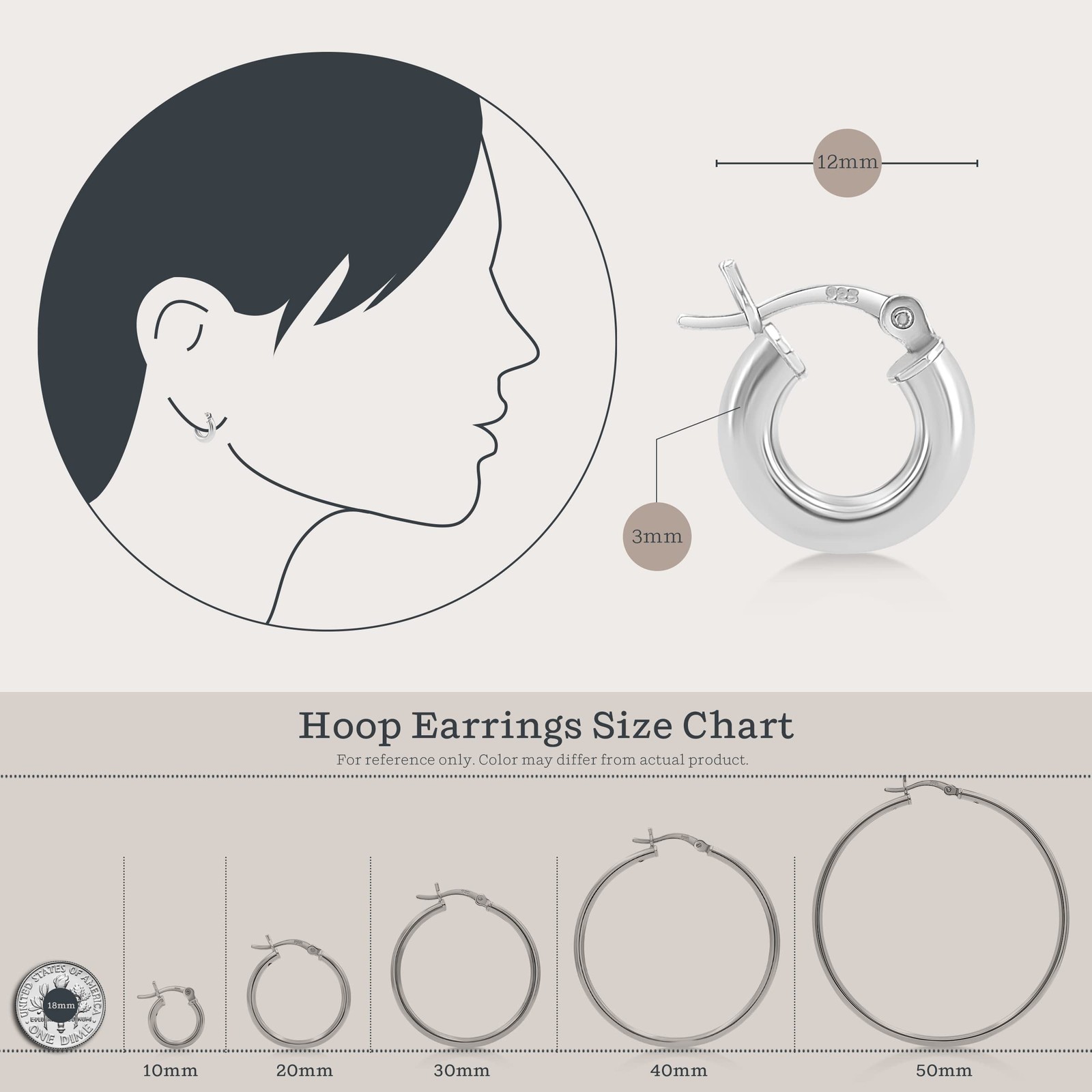 Kezef 3mm 925 Sterling Silver Hoop Earrings for Women| Hypoallergenic Lightwe…