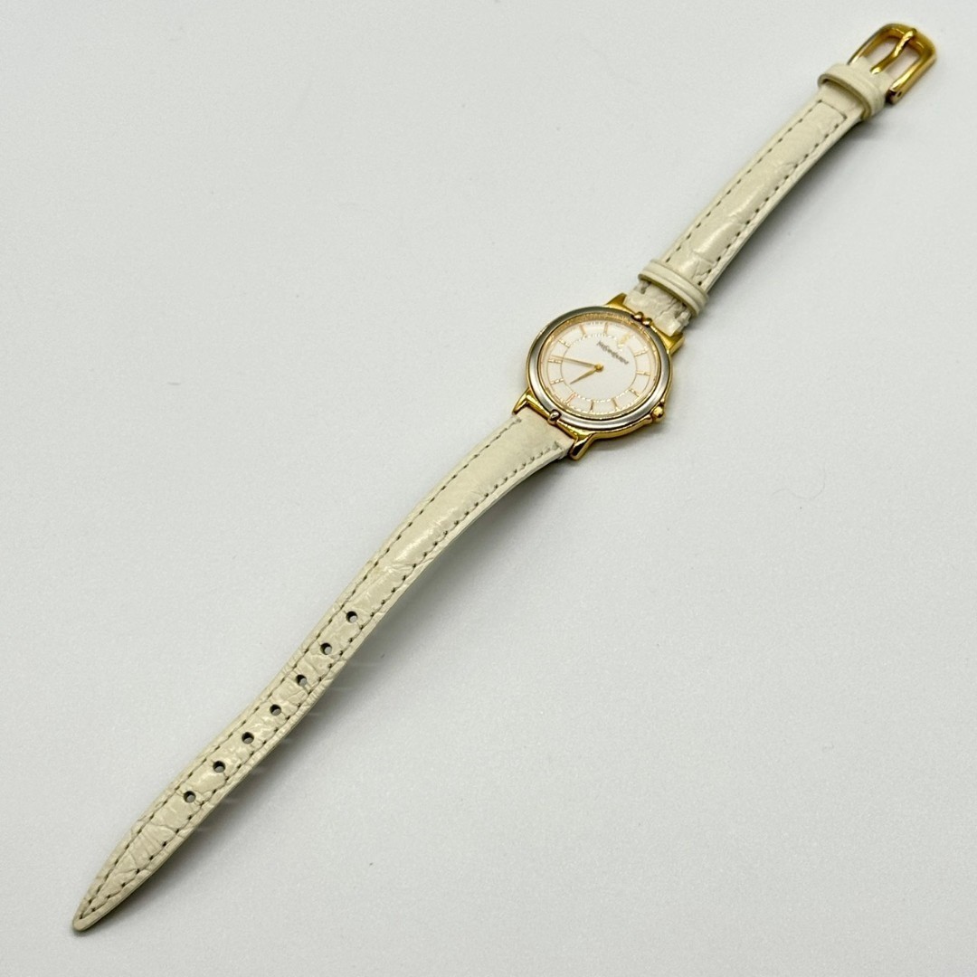 YSL Yves Saint Laurent Watch White Dial 2 Hands 2200 228481 Working