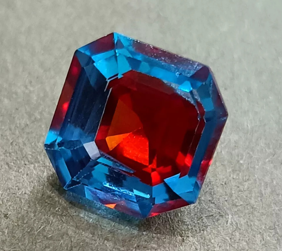 Natural Bi-Color Pitambari Sapphire 11 Ct Asscher Cut Certified Loose Gemstone