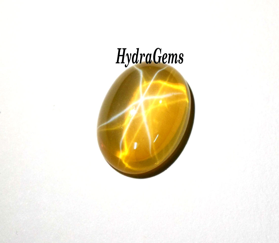 Natural Golden Yellow Star Sapphire 12Ct Cabochon 6Ray Asterism Rare Pukhraj Gem