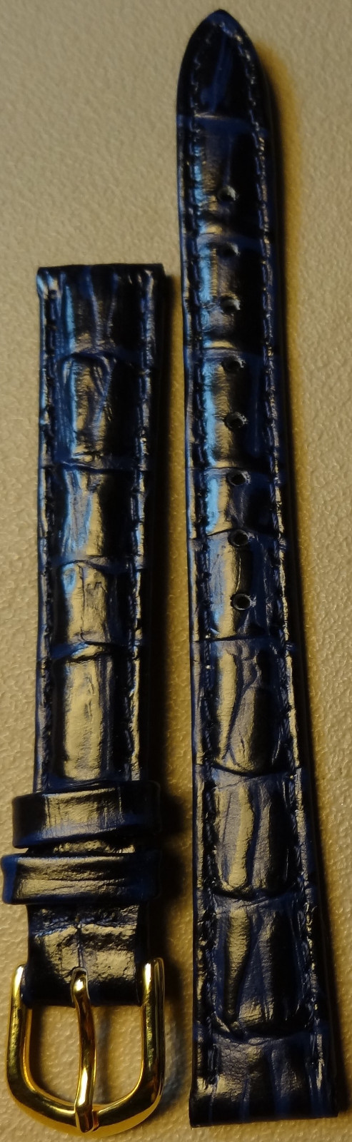 12mm Regular Womens Genuine Leather Dark Blue Crocodile Grain Watch Band