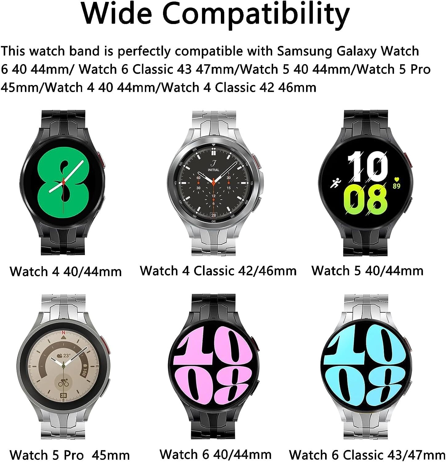 No Gaps Metal Watch Band for Samsung Galaxy Watch 6 5 Pro 45mm 5/4 40mm 44mm