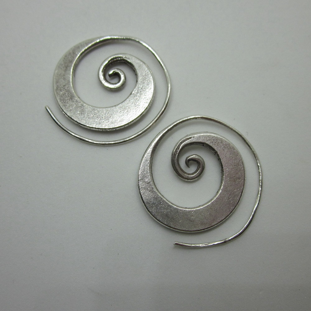 Orecchini d’argento Hill Tribe Fine Sterling Silver Earrings Spiral Round Flat