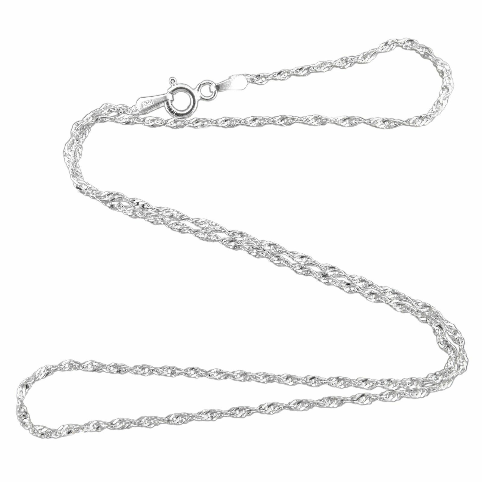 Sterling Silver Singapore Chain Necklace 1.5mm Italy 16″-30″