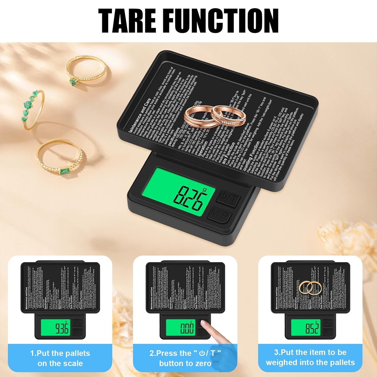 Pocket Scale 1000g 0.01g Digital Gram Jewelry Scale Protective Cover 7 Units LCD