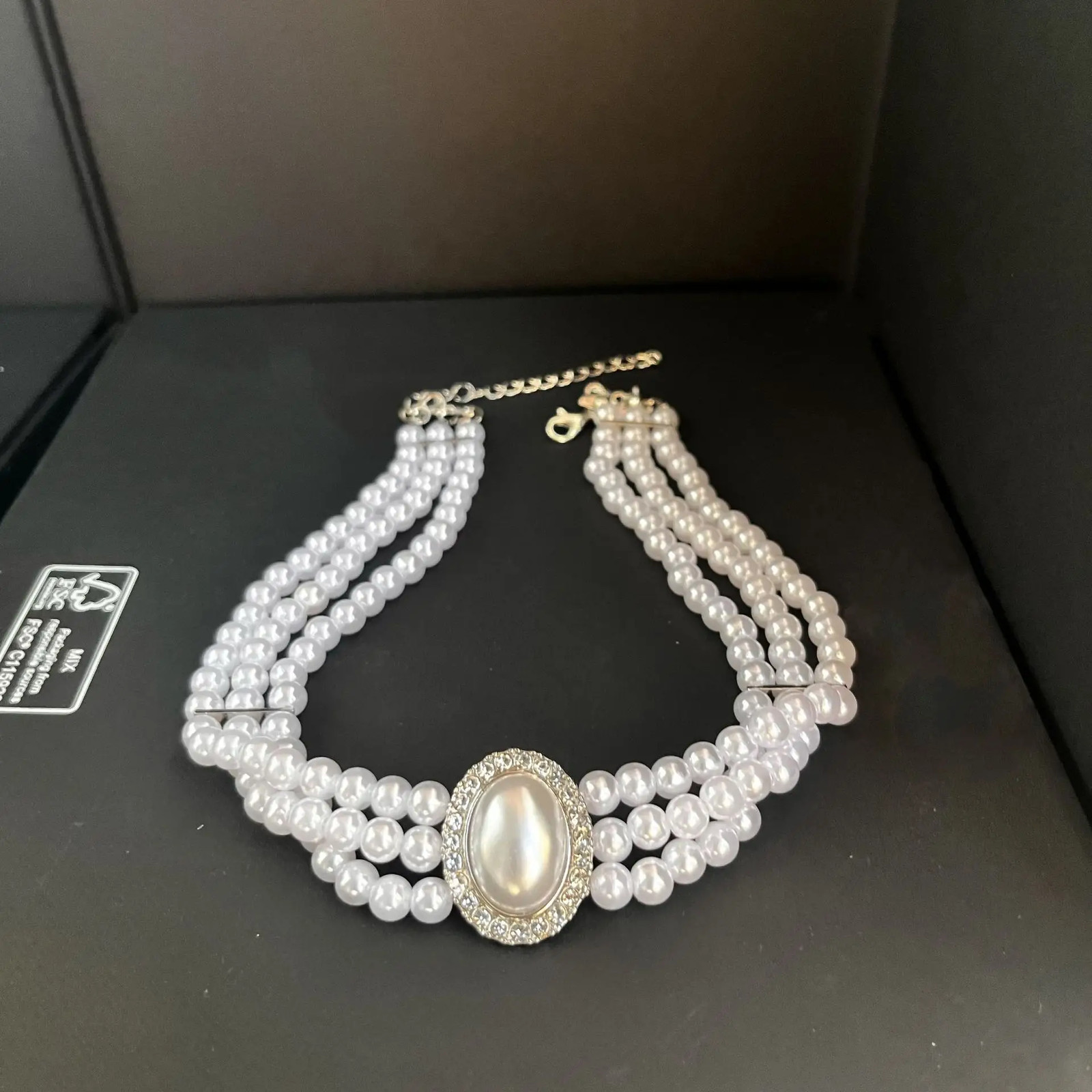 Multi Layer Pearl Necklace, Women’s Jewelry Set with Diamonds Imitation Pearl