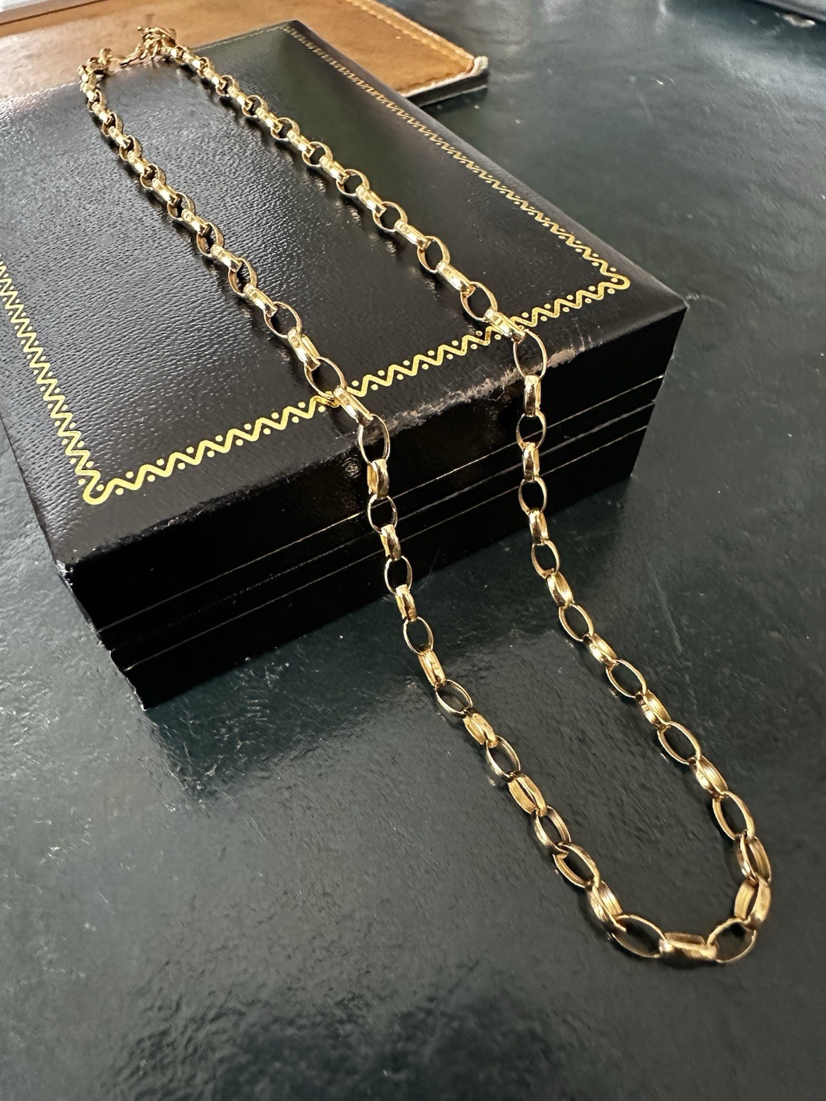Vintage 9K Gold Belcher Choker Chain Necklace 3.65g B’ham Hallmark Unisex, Boxed