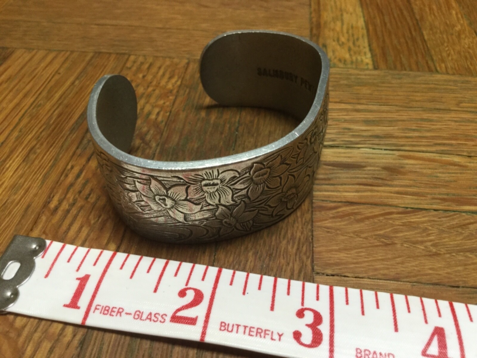 Salisbury Pewter March flower month 1 1/4” wide Cuff Bracelet.