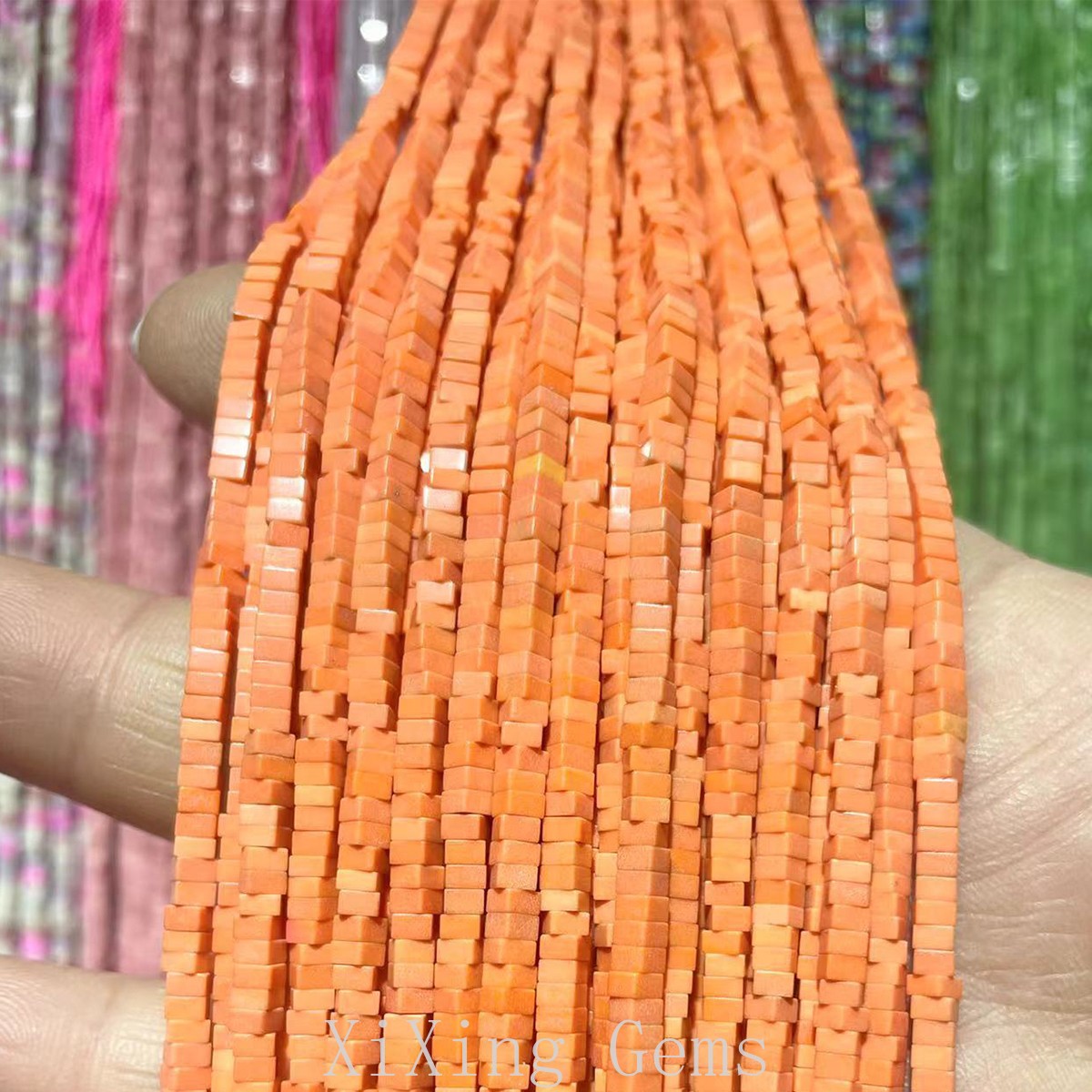 1x2mm Orange Yellow Turquoise Flat Square Disc Spacer Beads for Jewelry Making