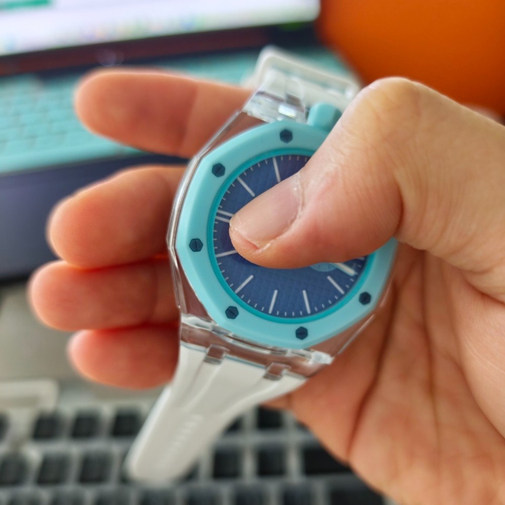 Transparent PC Glacier Case Silicone Wristband Mod Kit For Swatch X AP Royal Pop