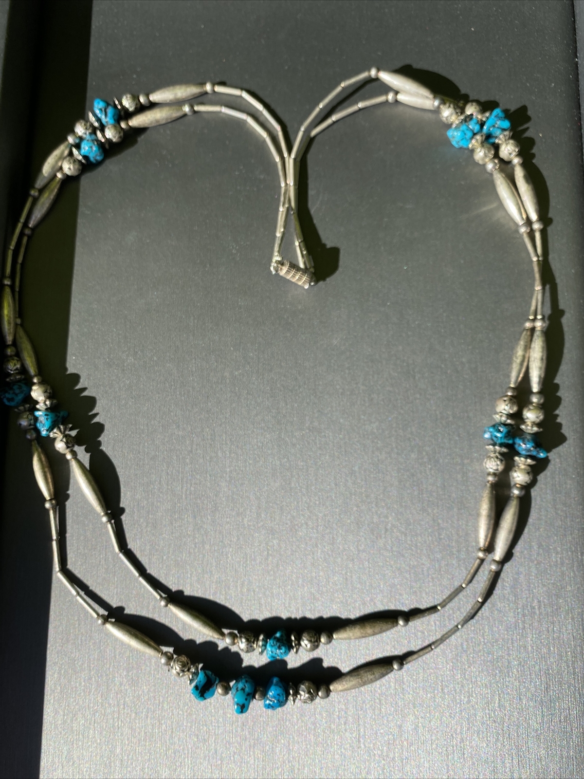 Vintage Necklace Southwest Liquid Silver Turquoise Estate Fine Jewelry Pre-Owned