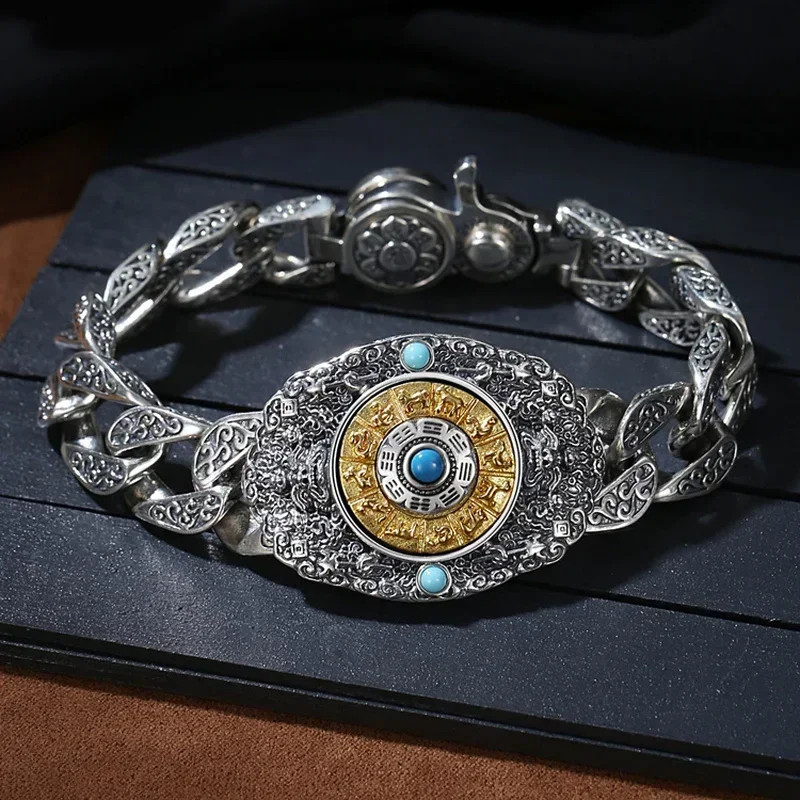 Rotating Bagua Bracelet Men Chinese National Style Guochao Jiugong Jewelry Gift