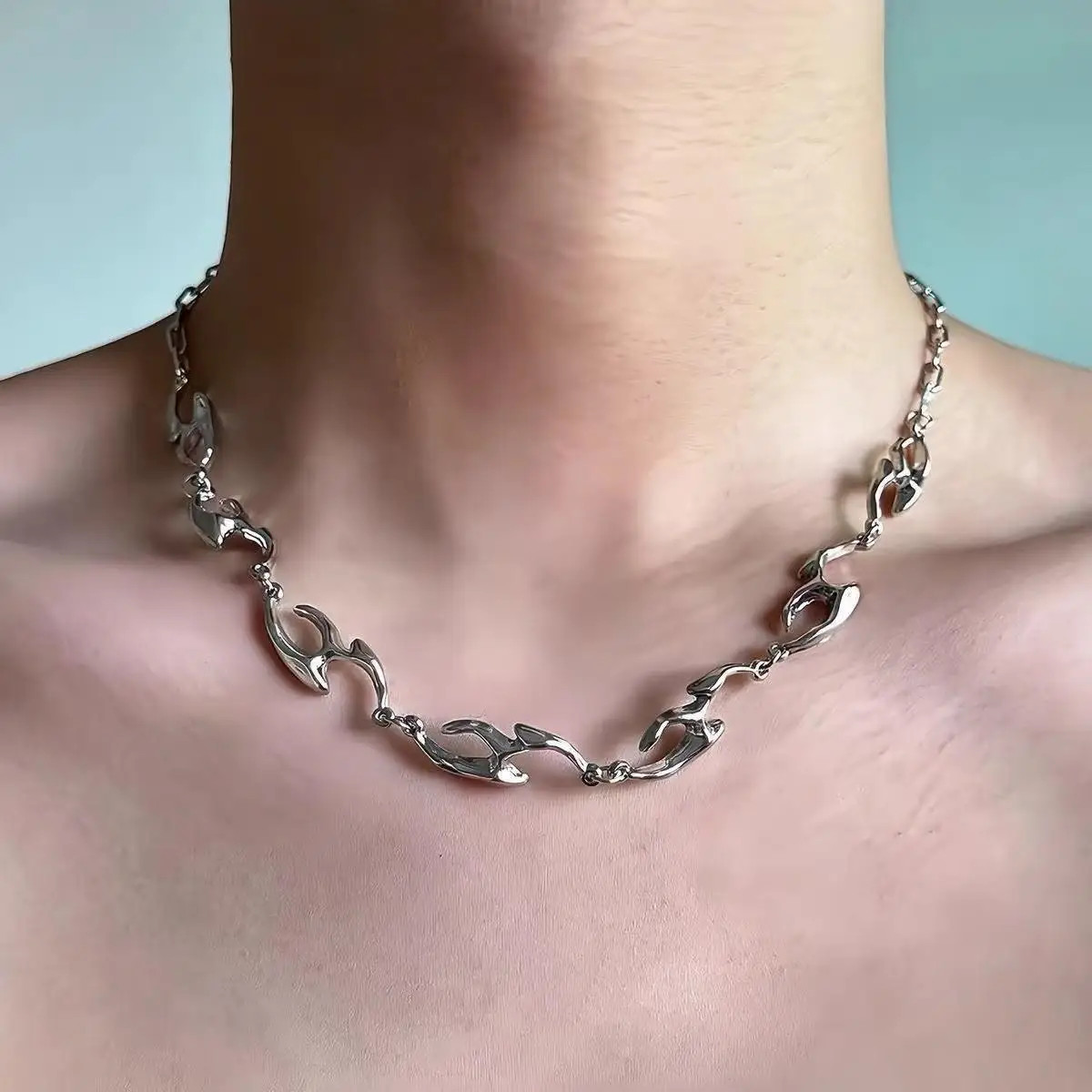 Hip Hop Irregular Titanium Steel Necklace for Man Luxury Collar Chain Unisex Jew