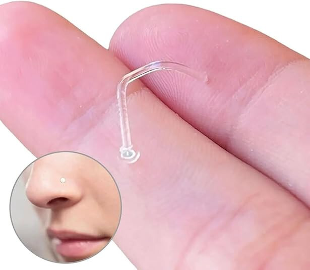 18G 16G Pyrex Glass Nose Retainer Screw Stud Ring L Shape Body Jewelry Piercings
