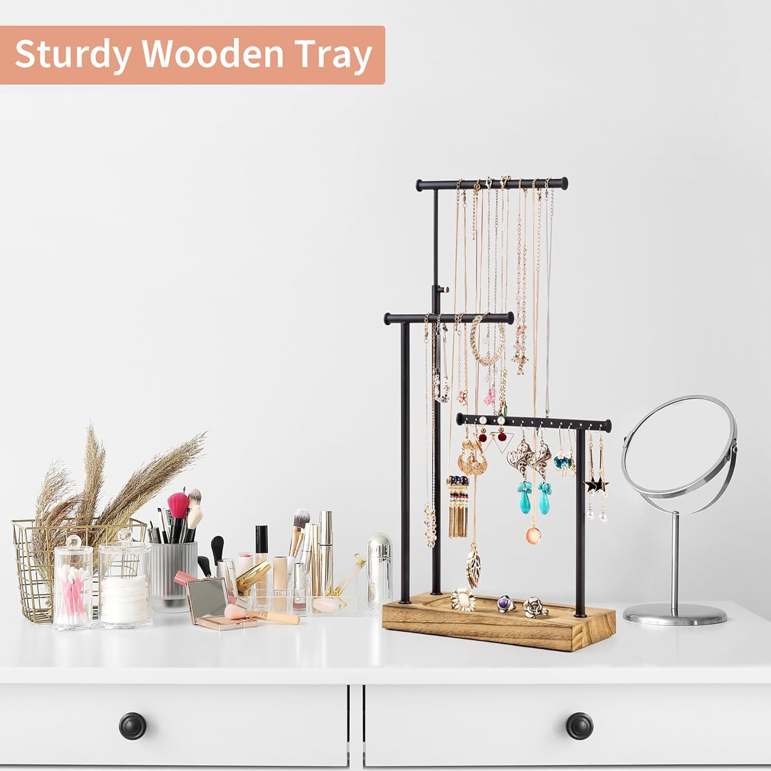 SRIWATANA Jewelry Organizer Stand, Extra Tall Necklace Holder Jewelry Holder, Gi