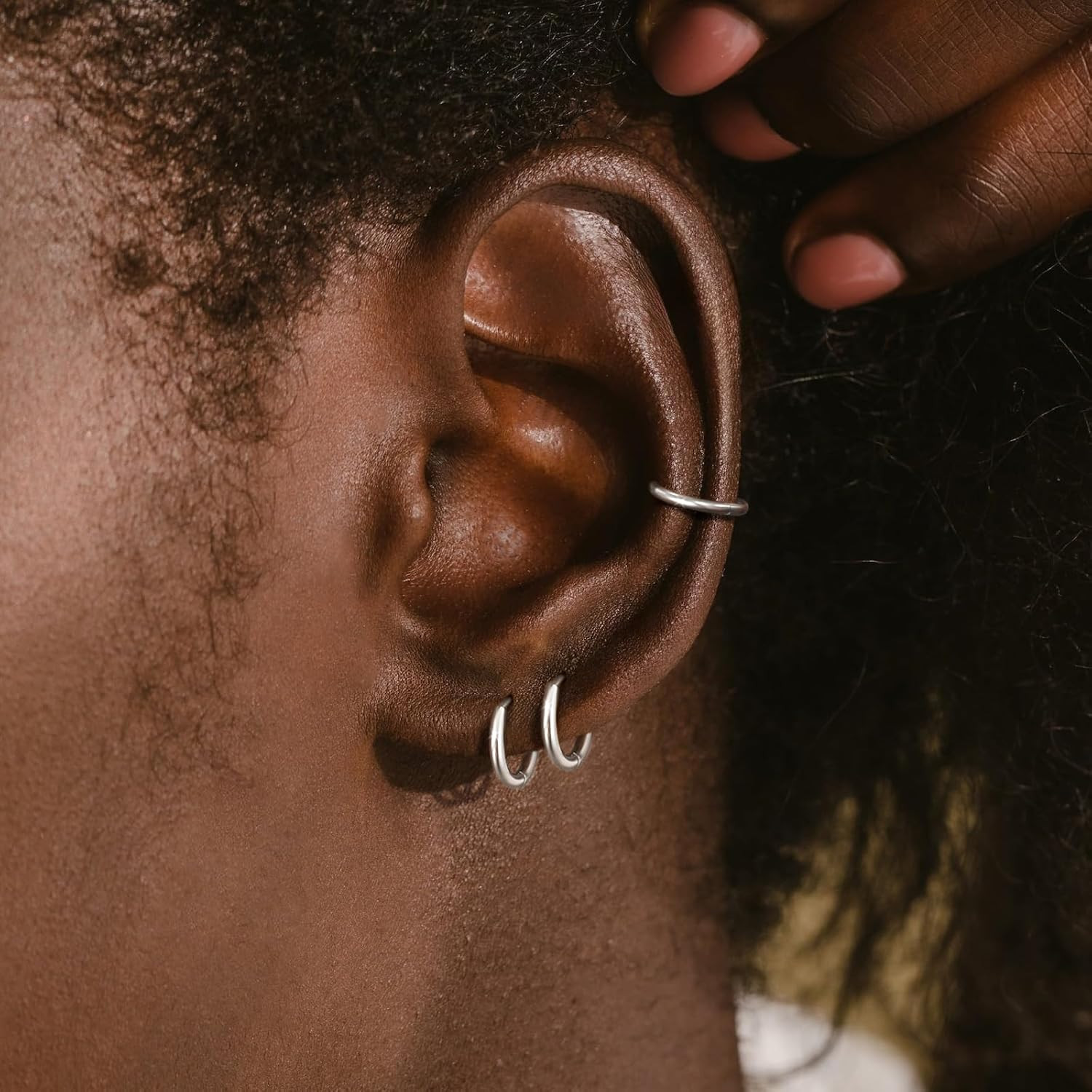 Sterling Silver Hoop Earrings, Hypoallergenic Earrings for Women Men 14K Real Go