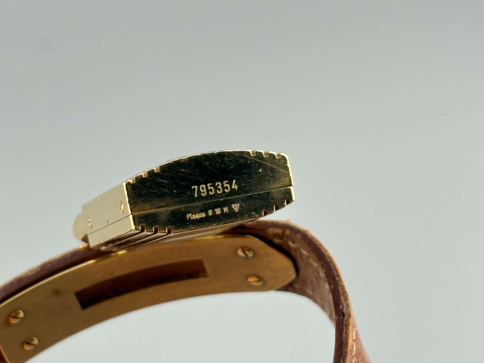 [Very Good] HERMES Kelly Gold Swiss Qz Women’s Padlock Watch Brown Belt