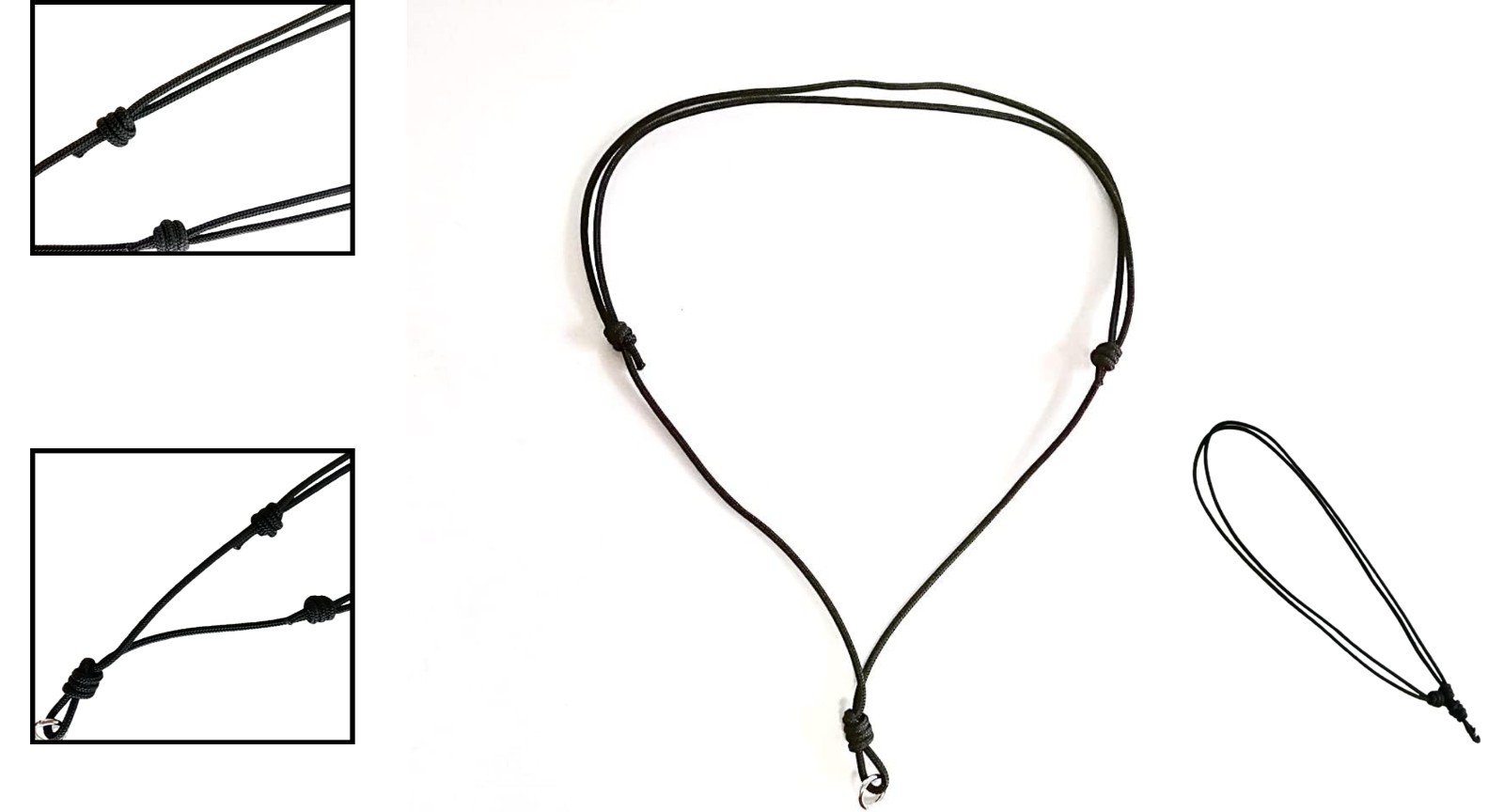 Handmade Black Umbrella Rope Necklace Set – Adjustable for Men and Women
