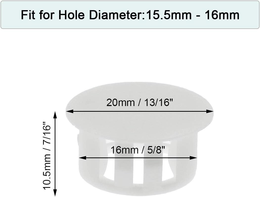30PCS 16mm 5/8″ White Hole Plugs Plastic | Flush Type, Snap in Locking, Furni…