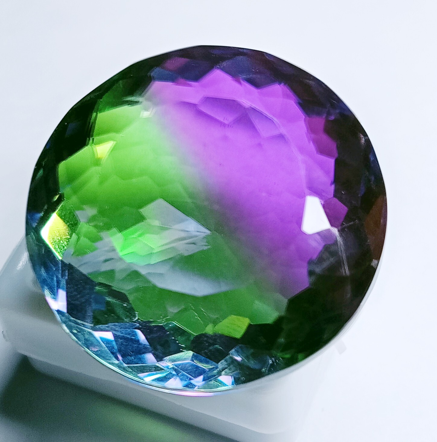 Natural Large Size Tourmaline Bi-Color Round Cut Certified 90.75 Ct Gemstone